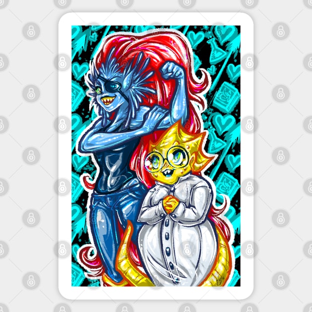 Undyne and Alphys Sticker by pbarbalios